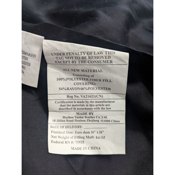 👑 Black & Gold Euro Sham Set 26x26 Preowned - Picture 7 of 7